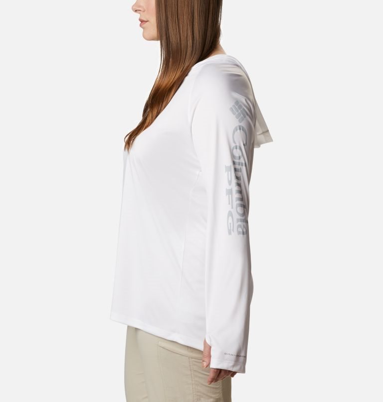 Women's Columbia PFG Tidal Tee Hoodie White | Plus Size CA-R108A